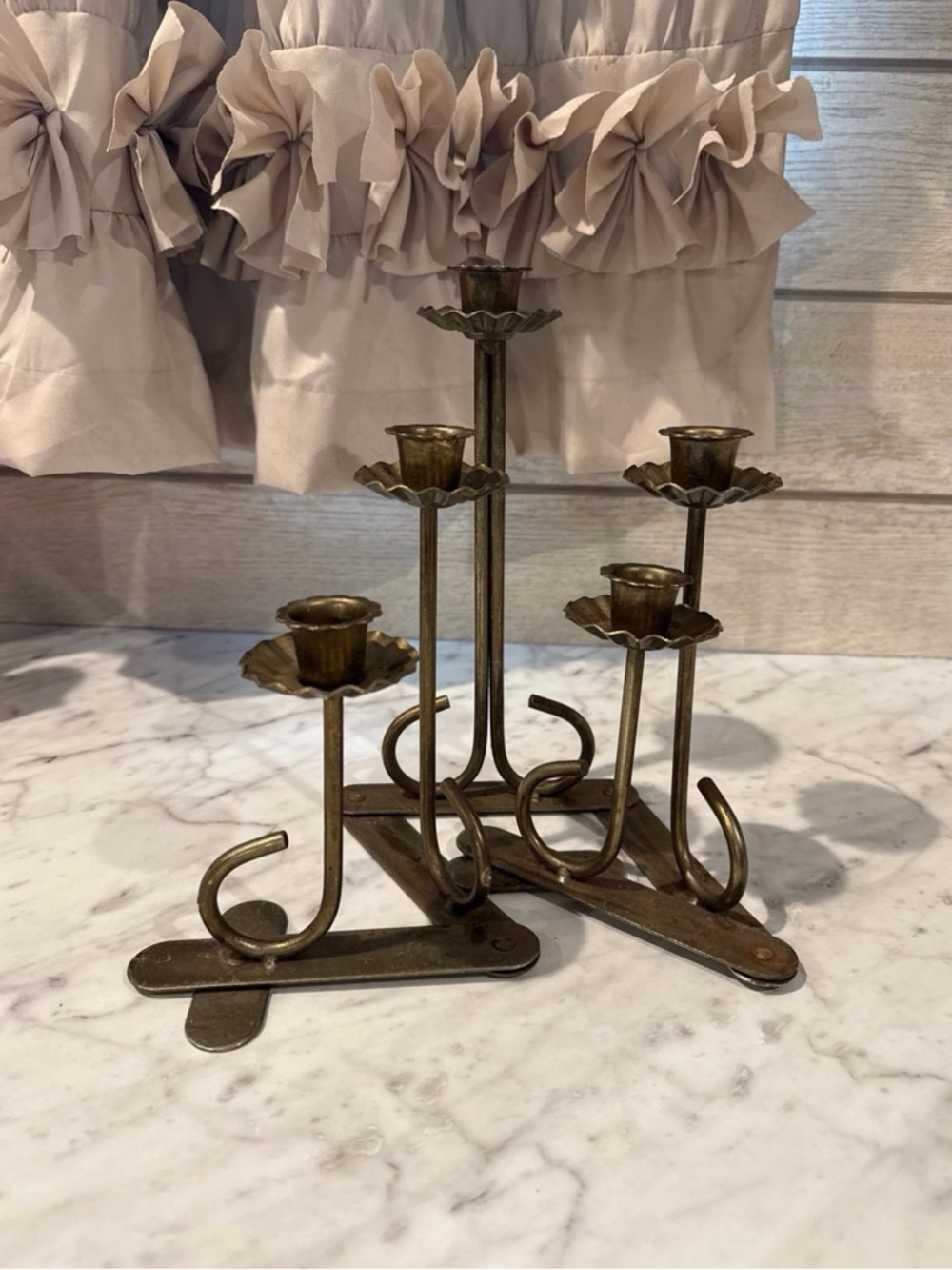 Antique-Style Brass Finish 5-Arm Candle Holder - Home Accents